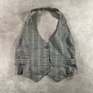 Women’s Fang Dressy Casual Chic Plaid Halter Top Large